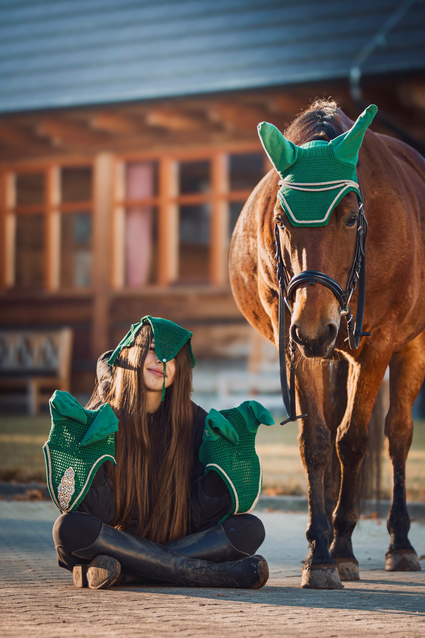 Nauszniki sparkle krótkie (emerald)